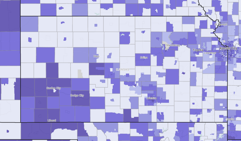 Map of loans to a Hispanic and Black applicants by Census tract.