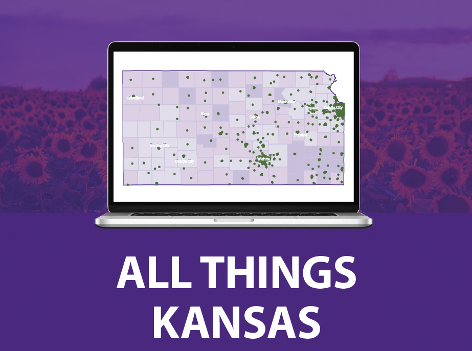 A screenshot of the top of the palm card showing a map of Kansas.